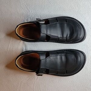 Birkenstock Footprints Mens  Black Leather Sandals, sz 42